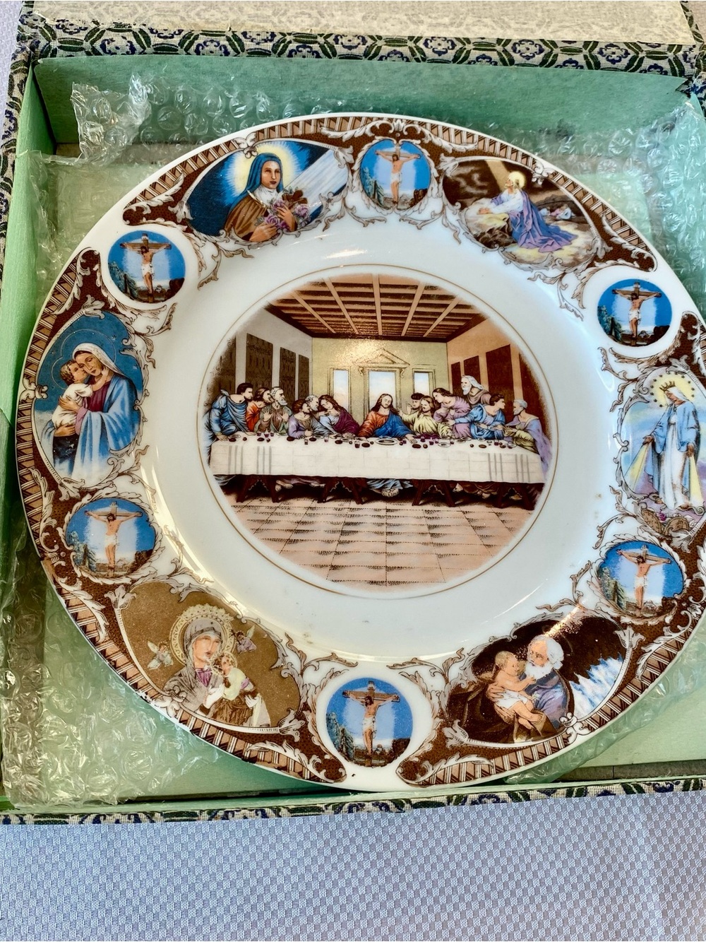 Jesus Religious The Last Supper Decorative Porcelain Dinner Plate/Brown/Blue